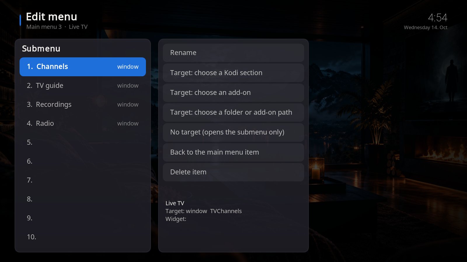 Editing the submenu of 